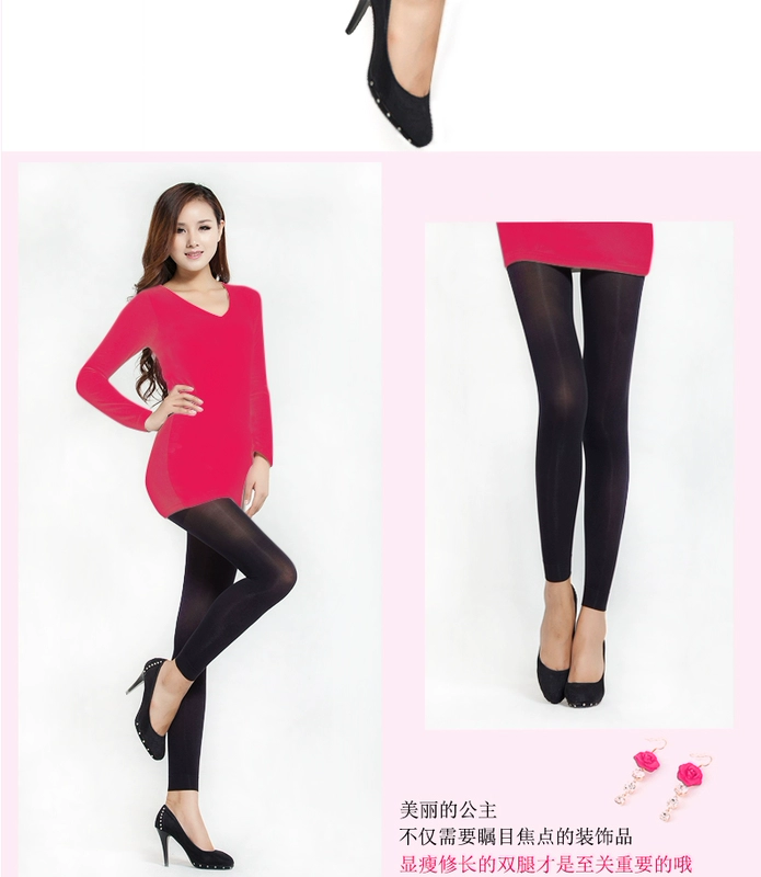 Quần legging Langsha mùa xuân và mùa thu mẫu dày 9 quần quần nữ mùa thu vớ màu đen mùa thu và mùa đông nhung mỏng