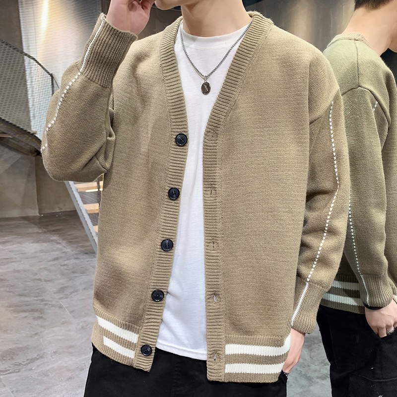 Mùa xuân mùa thu nam Hàn Quốc phiên bản của dòng-up knitsweater áo len áo len ve áo giản dị xu hướng áo khoác cá tính của nam giới mỏng.