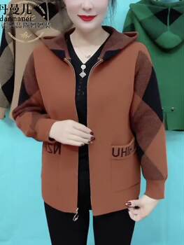 2023春季新款连帽大码高弹纳米绒女士韩版休闲妈妈装简约拉链外套