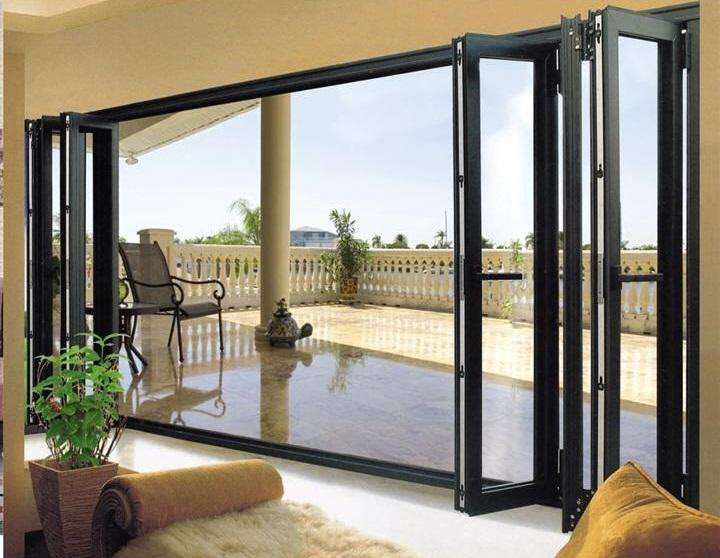 Headboard Custom baking lacquered folding door hollow tempered glass titanium magnesium alloy Balcony Kitchen Make-up Room Outdoor door