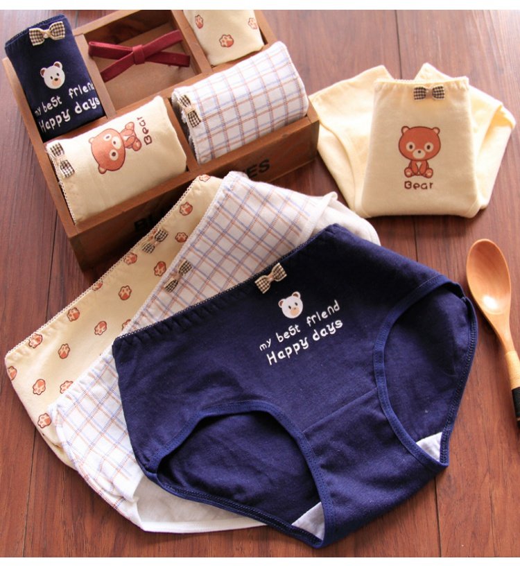 Đồ lót tam giác cotton Nhật Bản bán buôn Quần eo thấp cotton nữ đồ lót nữ hoạt hình gấu dễ thương đồ lót phụ nữ quần lót ren