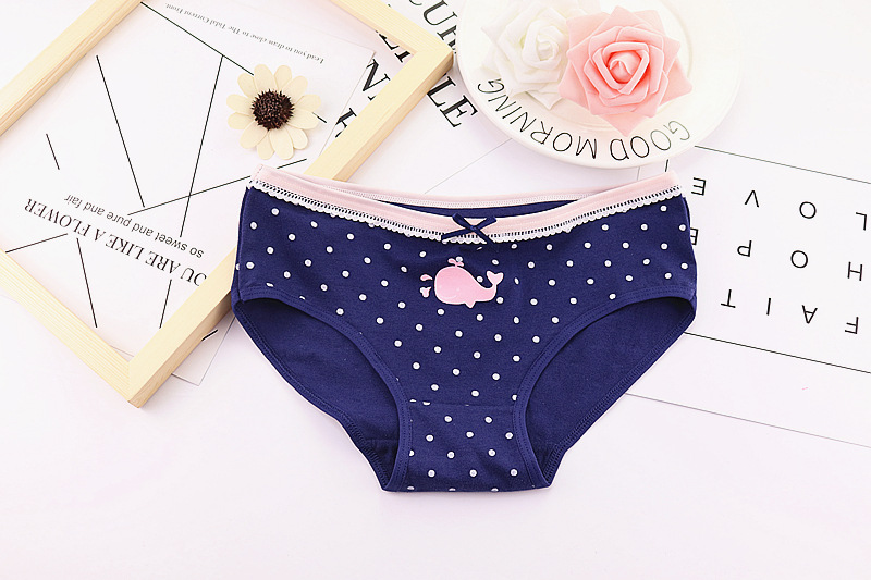 Đồ lót của phụ nữ phụ nữ 100% cotton 裆 bông sinh viên sexy trung eo ren cô gái tóm tắt liền mạch bán buôn