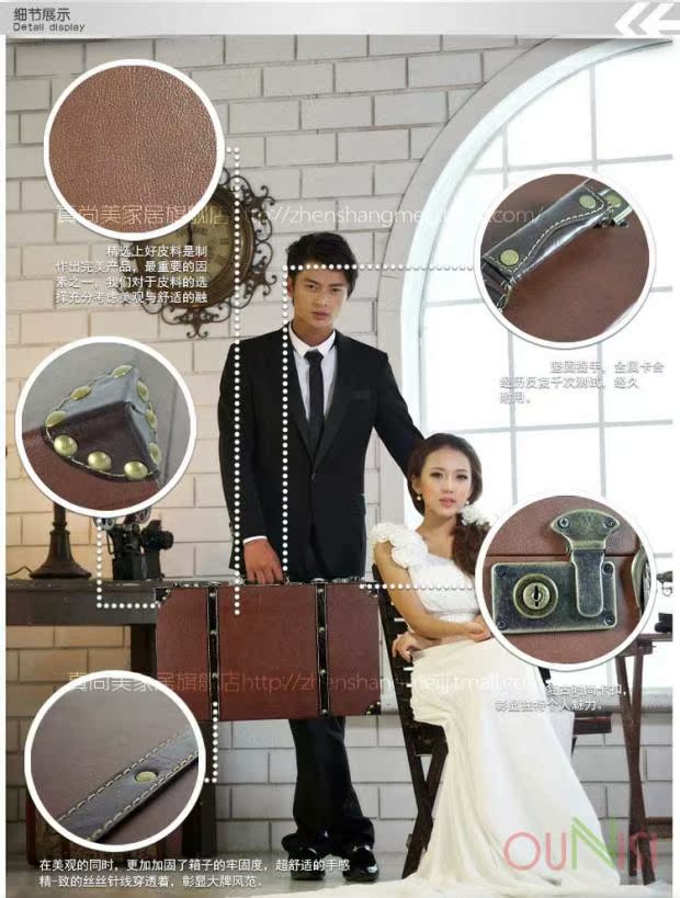 Vali cổ điển hộp gỗ cổ nhà dệt cửa sổ nhiếp ảnh đạo cụ vali hành lý tùy chỉnh bán buôn hành lý vali kéo cho bé
