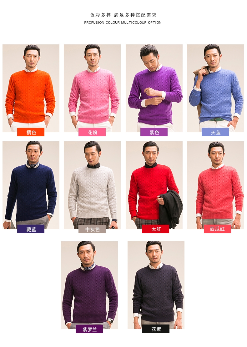 Cashmere cashmere áo len nam tinh khiết cashmere mùa thu và mùa đông mới vòng cổ xoắn kinh doanh đáy áo len áo len