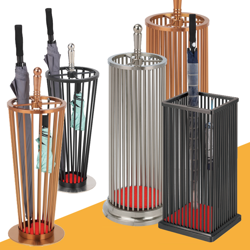 Stainless Steel Umbrella Bucket Umbrellas Containing Large Number Round Umbrella Barrel Mall Hotel Guesthouse Square Umbrella Containing Shelf-Taobao