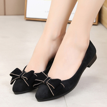 Spring Autumn Fashion Womens Shoes Butterfly Knot and Shallow Mouth Pointed Single Shoes Women Old Beijing Cloth Shoes Flat Bottom Shoes Women Workers Shoes