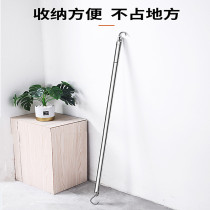 Balcony telescopic clothes drying rod Drying quilt artifact hanger Single rod folding invisible household drying sheet hook stainless steel