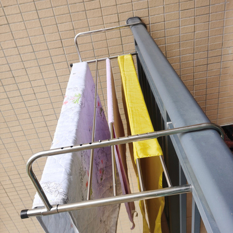 Stainless steel window balcony drying rack indoor floating window towel drying shoes folding small rack radiator drying clothes rack