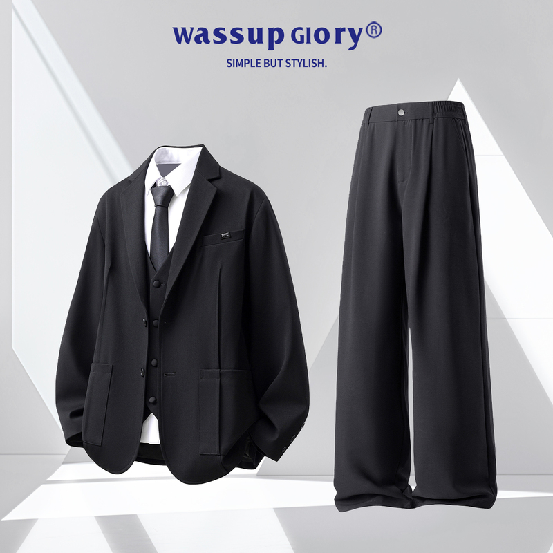 Wassup Glory Loose Casual Suit Set for Men, Autumn Suit and Trousers Two-Piece Set, High-End Jacket