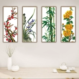 Печать поперечной вышивкой вышивка 2023 New Meilan Bamboo Chrysanthemum Living Room