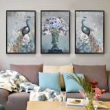 Полный алмаз 2020 Новая алмазная живопись Современный простой Павлин Триптих Гостиная Алмазная вышивка в горошек Кирпич Вышивка крестом