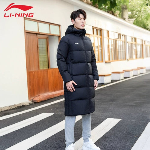 Li Ning, зимний бархатный удерживающий тепло пуховик, спортивная куртка для тренировок, утиный пух, увеличенная толщина