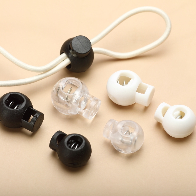 Button Black and White Spring Buckle Adjustable Clothing Tightening Buckle Plastic Snap Button Bell-Shaped String Buckle Fixed Rope Pig Nose Buckle
