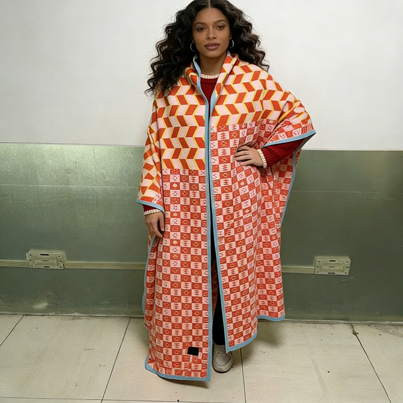 Cross-Border Popular African Trendy Wool Knitted Shawl Orange Geometric Pattern Design Blanket Warm Blanket for Winter Cross-Border Popular African Trendy Wool Knitted Shawl Orange Geometric Pattern Design Blanket Warm Blanket for Winter