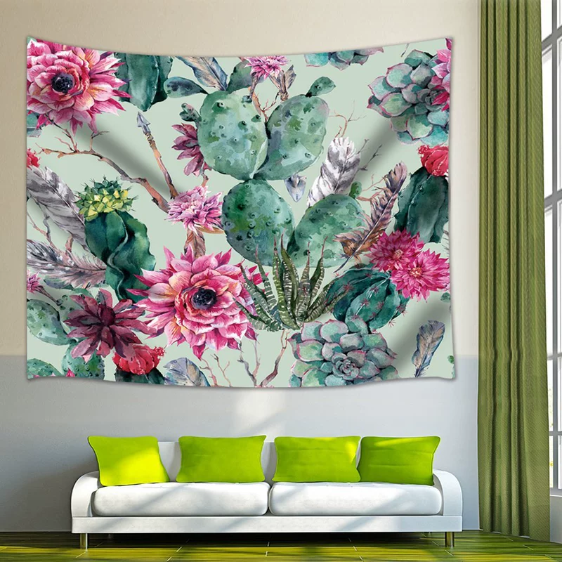 Gió Bắc Âu tấm thảm lá chuối trang trí tường treo vải in nhà nền vải trang trí tường vải trang trí tường chăn vải