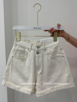 European denim shorts women BABO Bab 0568 summer thin wide leg pants White New High waist loose a pants