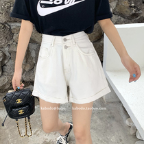 Kabu denim shorts women BABO Bab 0568 summer hot pants white high waist loose thin a wide leg pants