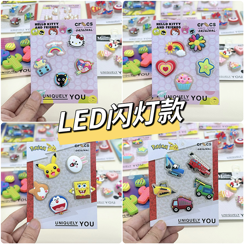 Led Flashing Light-Up Shoe Charms Suitable for Crocs Clogs Shoe Charms Accessories Shoe Buckle Cartoon