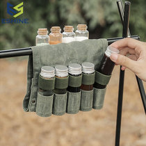 Cross-border outdoor camping seasoning bottle storage bag with 9 glass seasoning bottles barbecue seasoning bottle set canvas bag