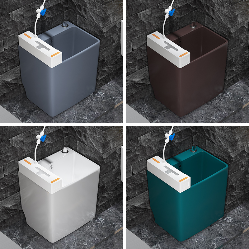 Ceramic lazy hands-free flat mop pool household mop pool balcony mop all-in-one with drying wiper box