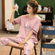 Big kích thước pajama con trai mùa hè bông tay áo ngắn bảy điểm quần thiết ngọt lỏng mm200 mỡ pounds quần áo nhà mỏng.