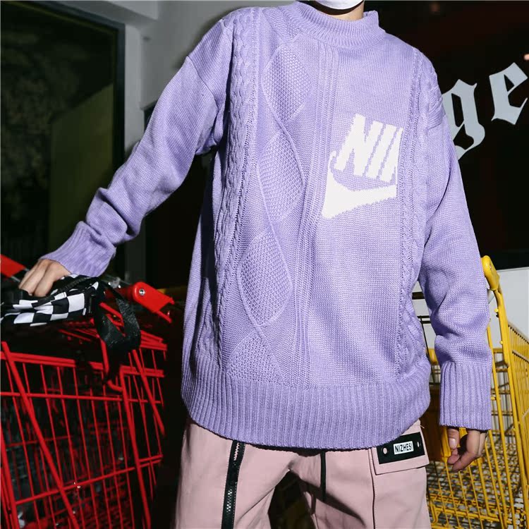 Hàn Quốc ulzzang hipster mùa thu và mùa đông cổ áo len nam và nữ đôi lỏng lẻo INS với cùng một đoạn áo len gió đại học thời trang nữ