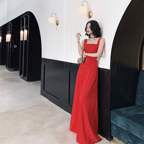High-end small evening dress dress female party party noble temperament 2020 new red dress wedding toast bride