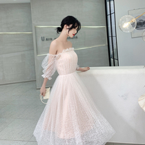 Evening dress womens simple and generous dress banquet temperament noble lady white dress skirt can usually be worn