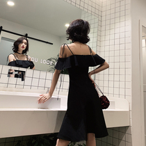Black dress small evening dress women simple generous banquet temperament celebrity birthday party dress usually wear