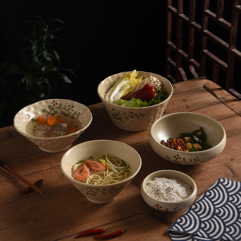 New Vintage Plates on the Market, Rustic Ceramic Bowls for Home Use, Ceramic Tableware, Ramen Bowls, Rice Bowls, Handmade Japanese-Style Food Bowls