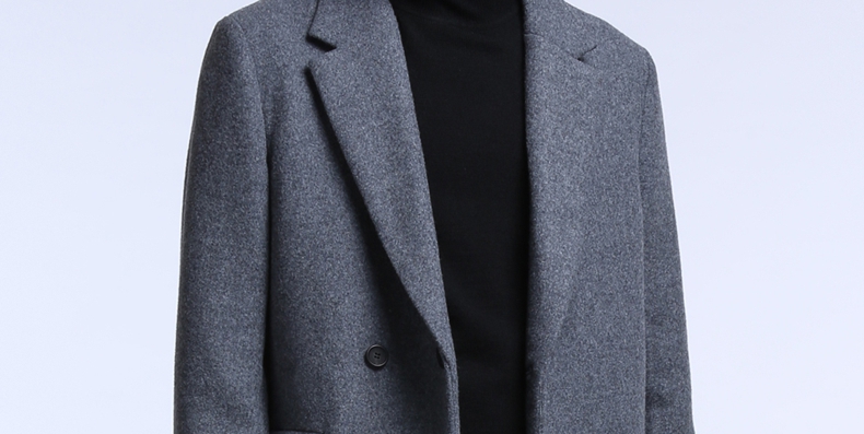 TRENDIANO quần áo mùa thu nam mới Anh màu rắn dài phần len dày áo khoác lông nam 3JC334580P áo jacket nam