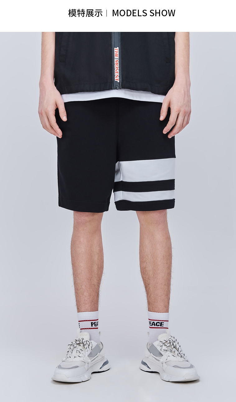 TRENDIANO Tide thương hiệu 2019 quần mới mùa xuân và hè nam thun co giãn cotton với màu tương phản quần short nam - Crop Jeans quần sooc nam