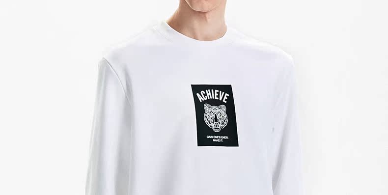 TRENDIANO mới 2018 nam mùa thu cotton đầu hổ in chữ áo len nam 3GC304738P áo hoodie nam form rộng