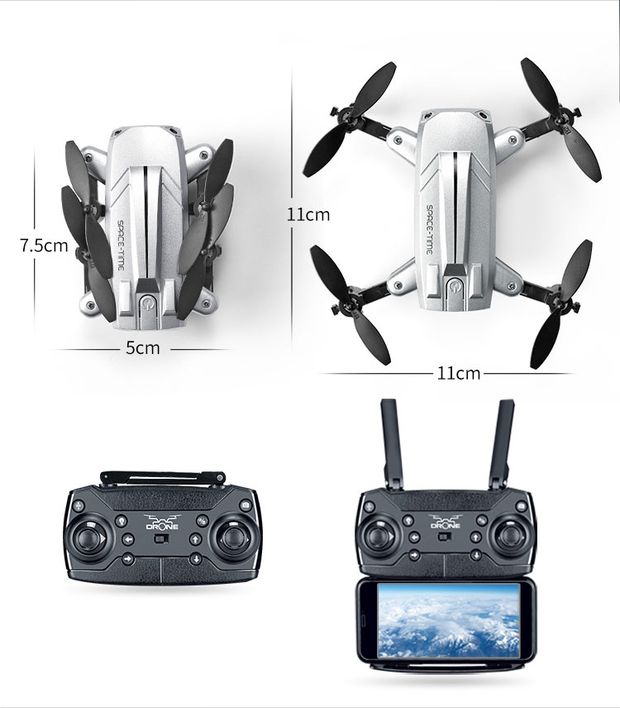 Mini máy bay bốn trục gấp thời gian cố định máy bay không người lái thời gian thực máy bay điều khiển từ xa mô hình máy bay trực thăng đồ chơi cho trẻ em