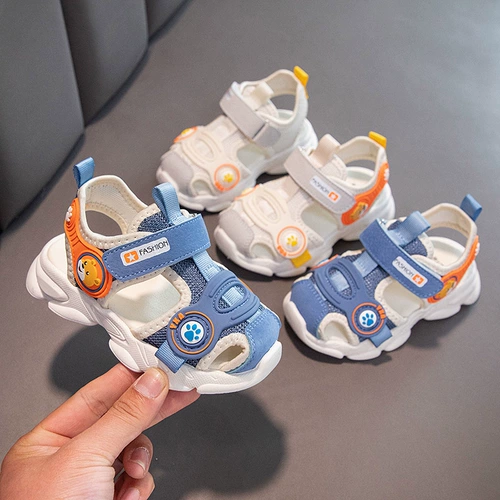 Комфортная нескользящая мягкая дышащая спортивная пляжная обувь для раннего возраста, детские туфли для мальчиков, сандалии, мягкая подошва
