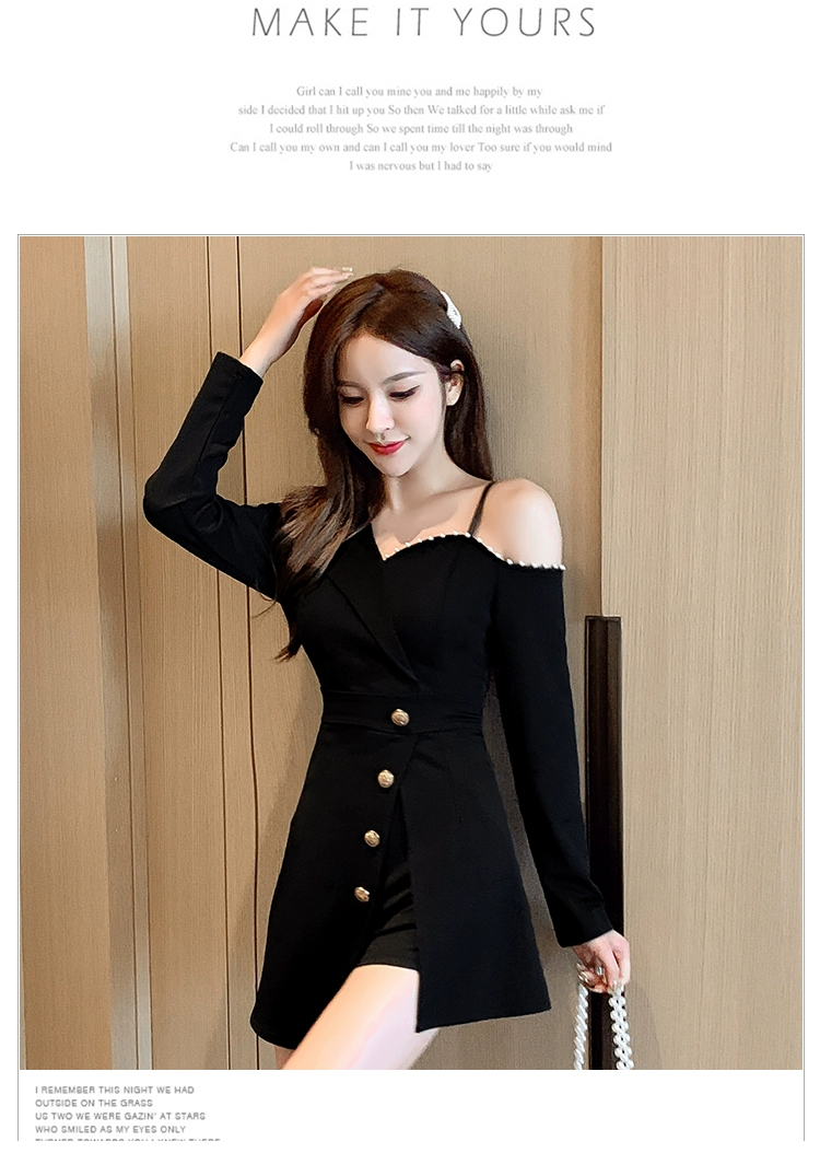 Fashion Temperament Suit Women 2022 New Spring and Autumn Strapless Irregular Dress Black Shorts Western Style Two-piece Suit sweat suits women