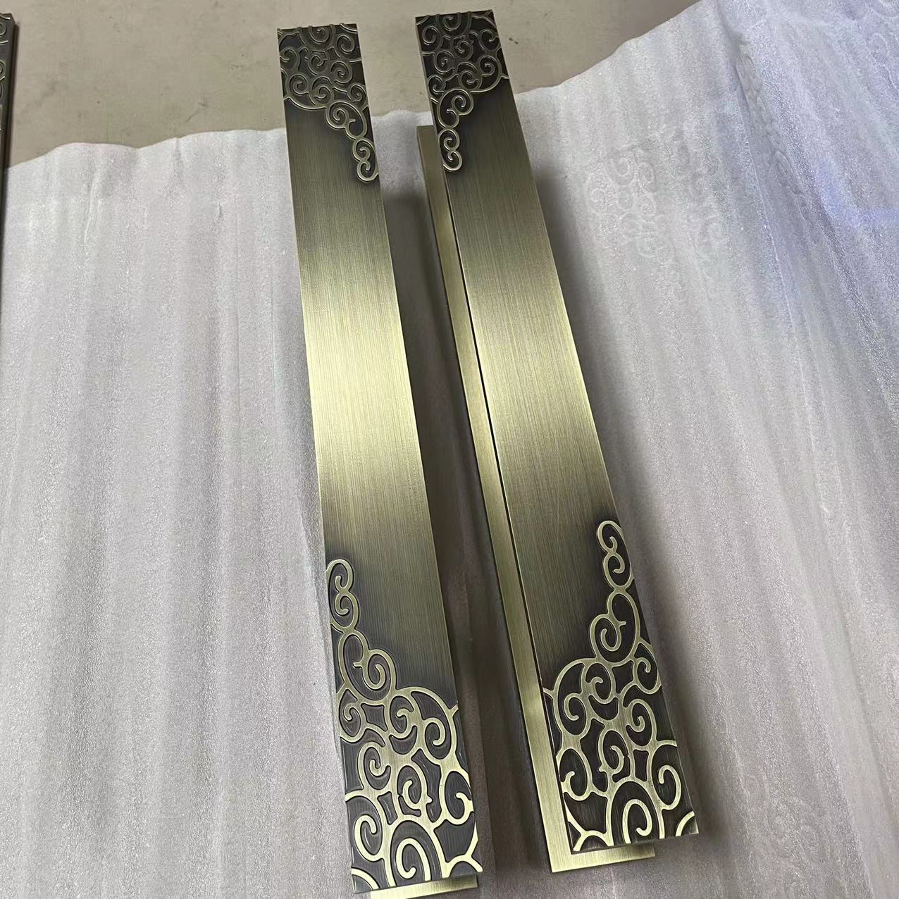 New Chinese antique copper door handle hotel sliding glass door handle private room wooden door big handle custom lettering