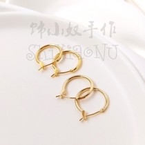 14K light gold color-friendly French earrings 18K rough circle earrings diy handmade European and American in ear accessories material