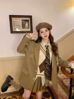 Хаки пиджак классического кроя, костюм