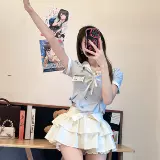 Студенческая юбка в складку, приталенный комплект, корсет, в американском стиле