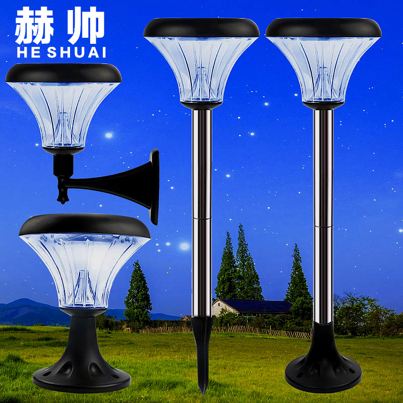 Solar Grass Terrace Lamp Outdoor Courtyard Lamp Waterproof Garden Ground Floor Lamp Super Bright Household Led Outdoor Column Head Wall Lamp