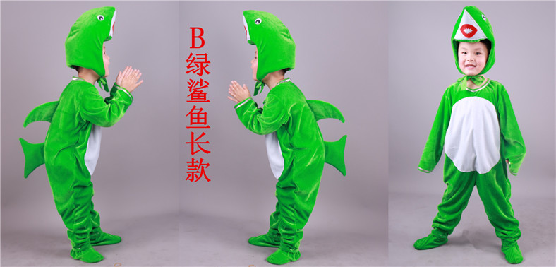 Trang phục động vật biển của trẻ em Trang phục biểu diễn cá mập lớn Trang phục biểu diễn cá mập xanh Cá mập trắng áo dài tết cho bé trai