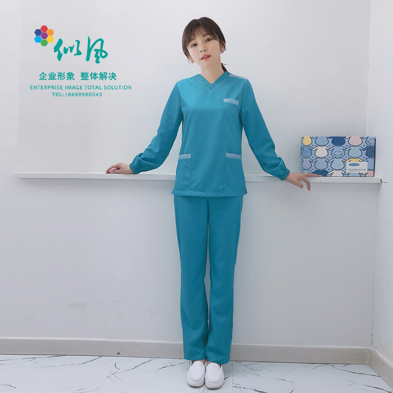 Korean medical autumn and winter long-sleeved women's clothing oral care clothing Short-sleeved nurse clothing ICU moon zi work suit