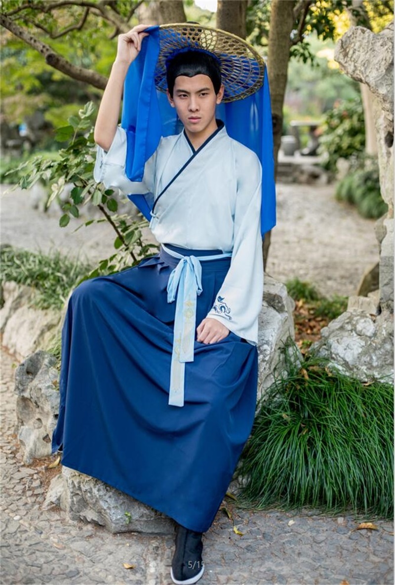 Cải thiện truyền thống hiệp sĩ nam Hanfu truyền thống trở lại Hantang sinh viên phong cách Trung Quốc dài tay phù hợp với những người yêu thích cp set đồ đôi nam nữ