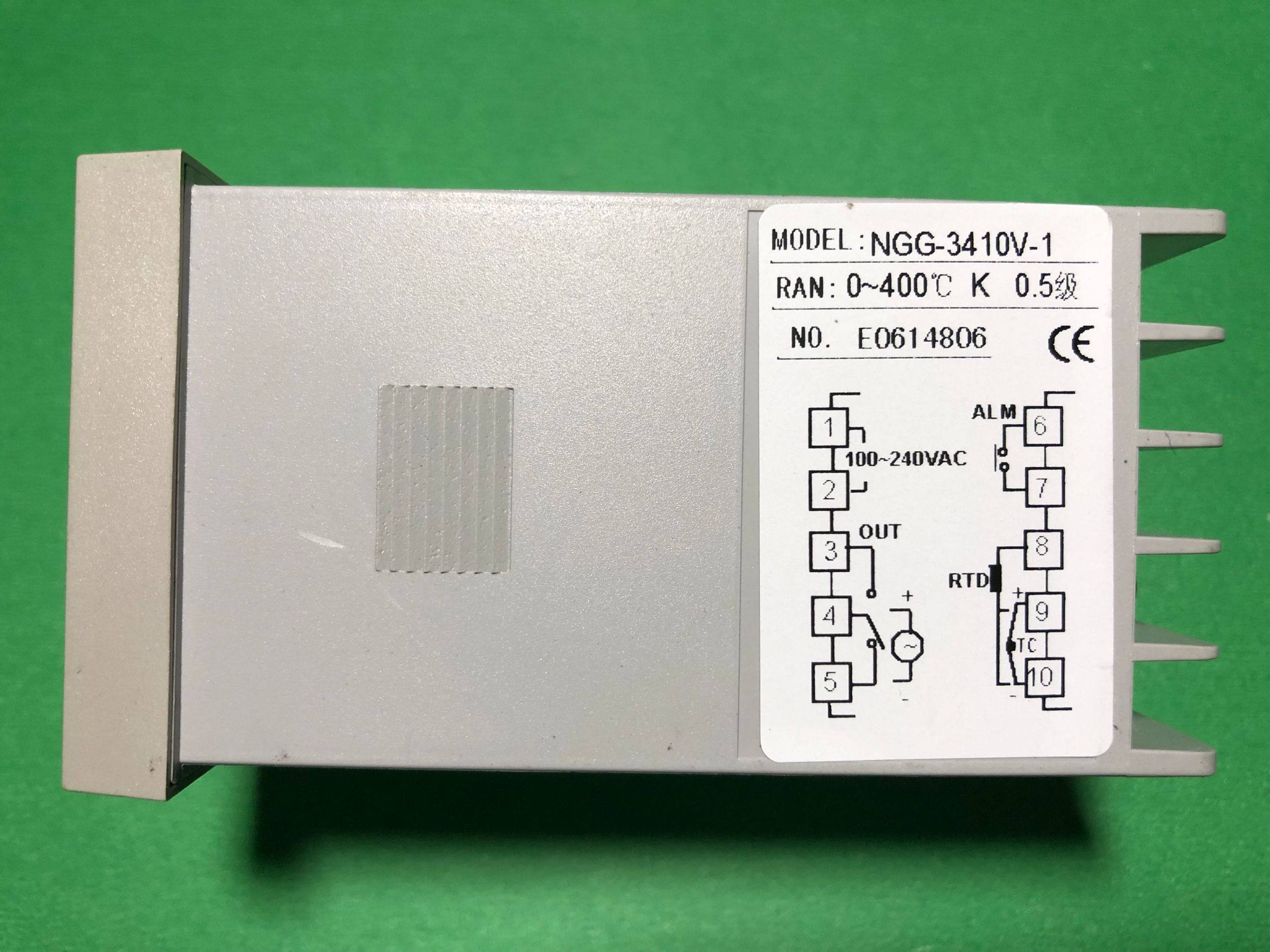 Rear view of the temperature controller showing the numbered terminal block (1-10).