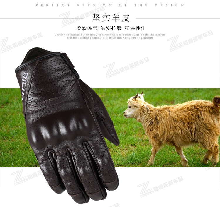 Bỉ RICHA retro găng tay xe máy nam mùa hè đi xe máy găng tay da cừu chống rơi Hiệp sĩ găng tay - Xe máy Rider thiết bị băng đầu gối aolikes