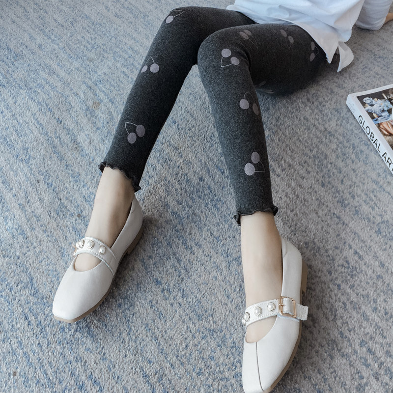 Girls Spring and Autumn Pants 2023 new children's trousers plus thickness wear one - fled air warm pants