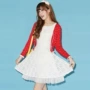 Tóc cardigan nữ 2018 Xuân-Thu Mới bằng gỗ đan áo len dệt kim polka dot ruffle ngắn thêu áo len nữ hàng hiệu