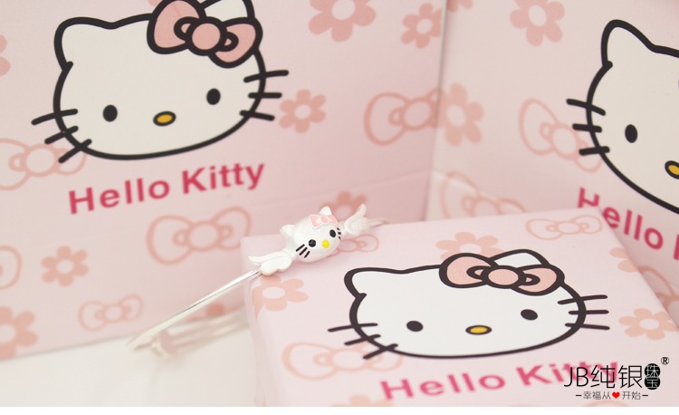 925 sterling bạc KT mèo mặt dây dễ thương phim hoạt hình hellokitty Hello Kitty bạc vòng cổ vòng cổ vòng đeo tay - Vòng đeo tay Cuff vòng tay gỗ