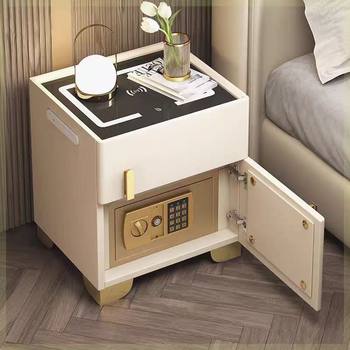 Smart bedside table safe light luxury solid wood safe